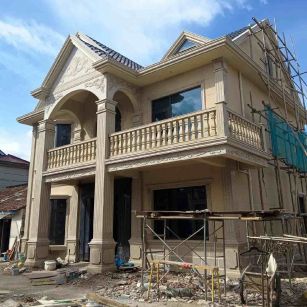 营口 黄金麻花岗岩石材私人别墅雕花门楼柱阳台栏杆