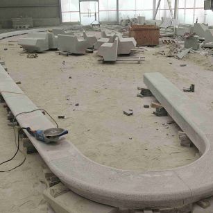 营口 芝麻白花岗岩弧形花坛石，坐凳石