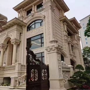 营口 黄金麻花岗岩别墅外墙干挂效果展示