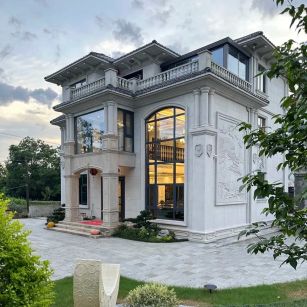 营口 白麻花岗岩私人别墅干挂石材豪华定制